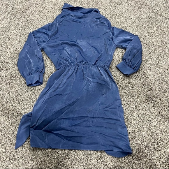 ZARA WOMAN FW21 INDIGO Blue SATIN EFFECT Wrap Style Mini DRESS Size XS - Picture 10 of 10